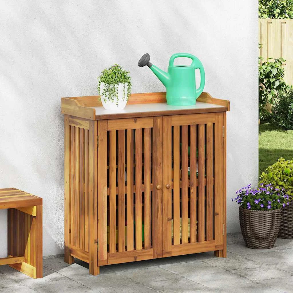vidaXL Garden Cabinet Natural 93 x 41.5 x 98cm Solid Acacia Wood