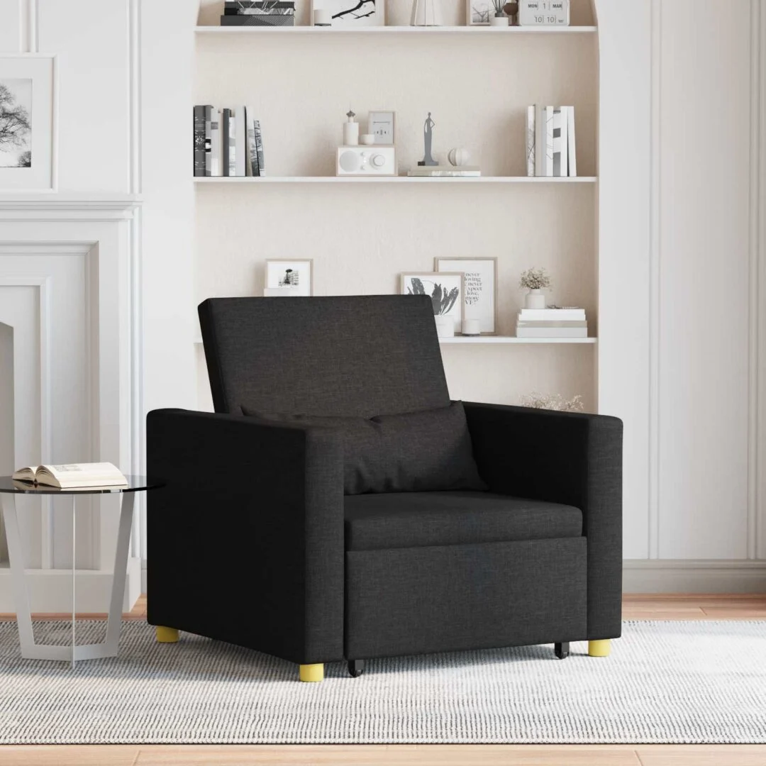 vidaXL Pull out Sofa Bed Single Black 90 x 165 x 87 cm Fabric