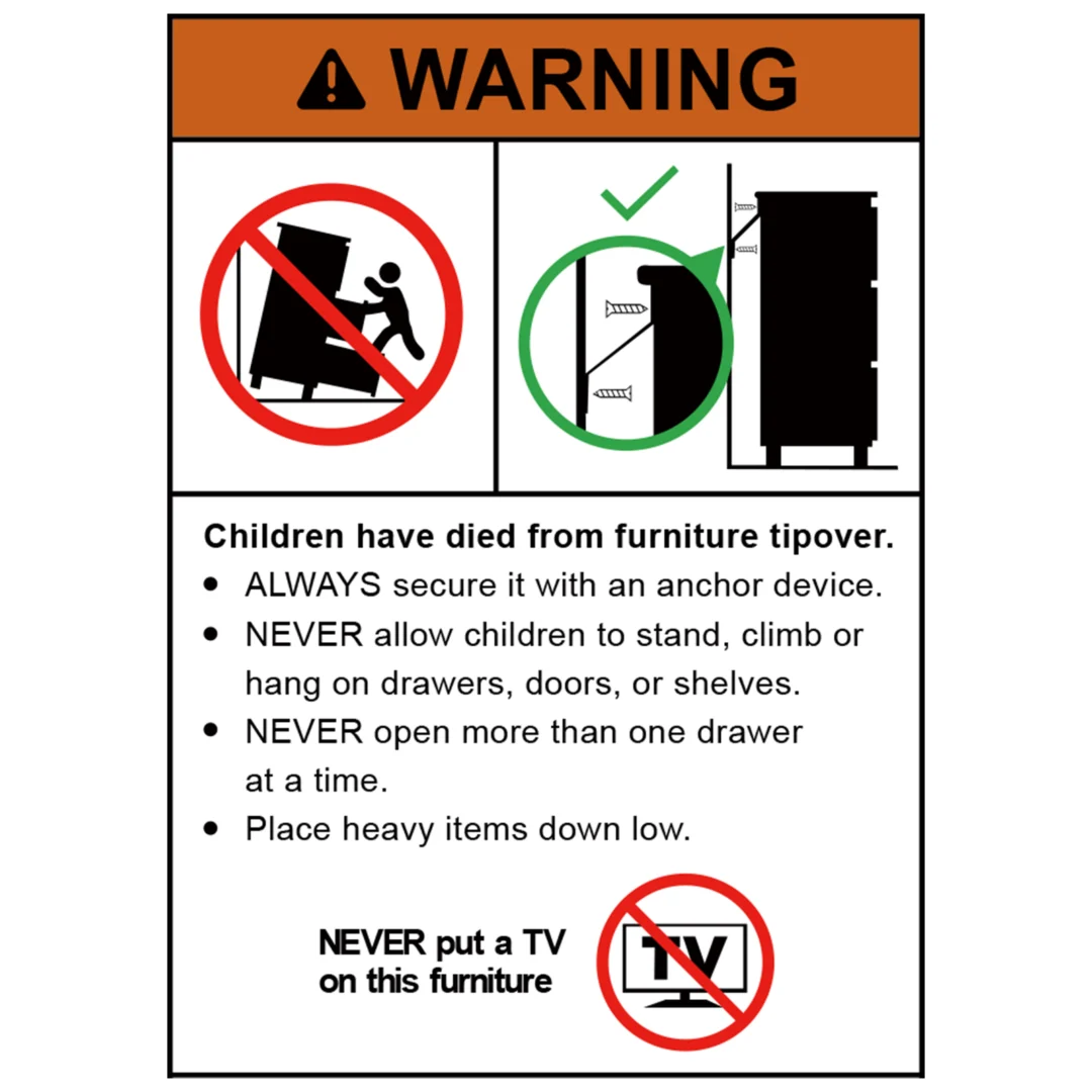 Supplier furniture safety warning